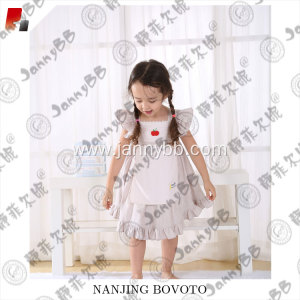 White stripes cute embroidered girl dress